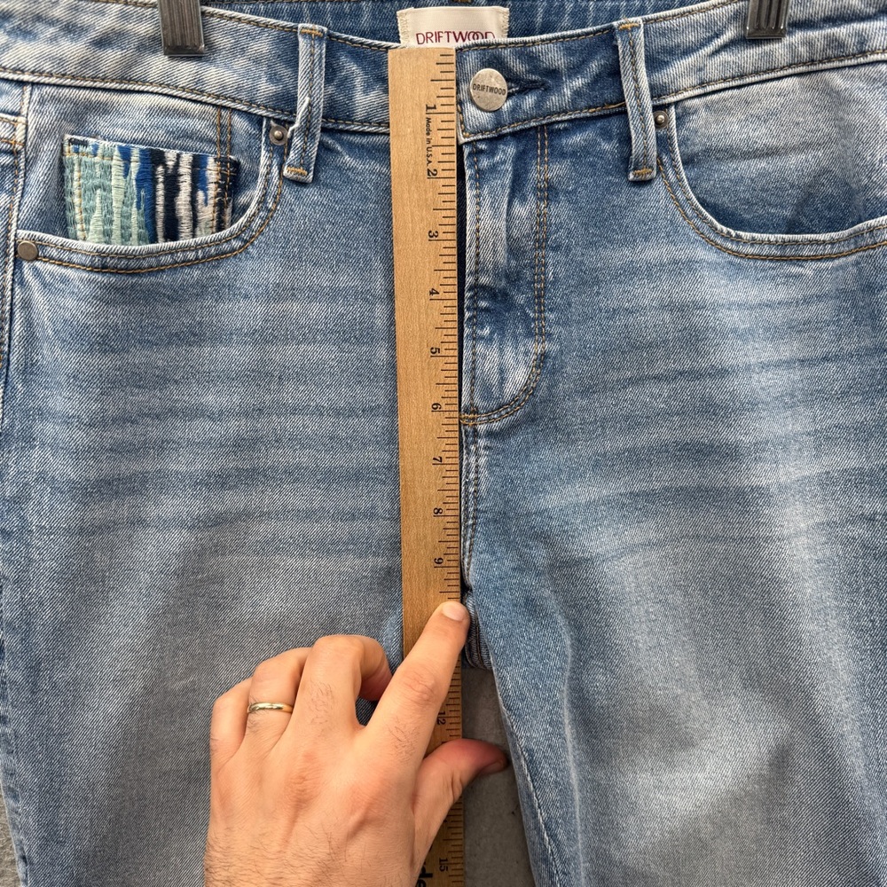 Driftwood Indie Jeans Women’s Size W27 Flared Crop Patchwork Raw Hem Boho Hippie - Picture 4 of 16